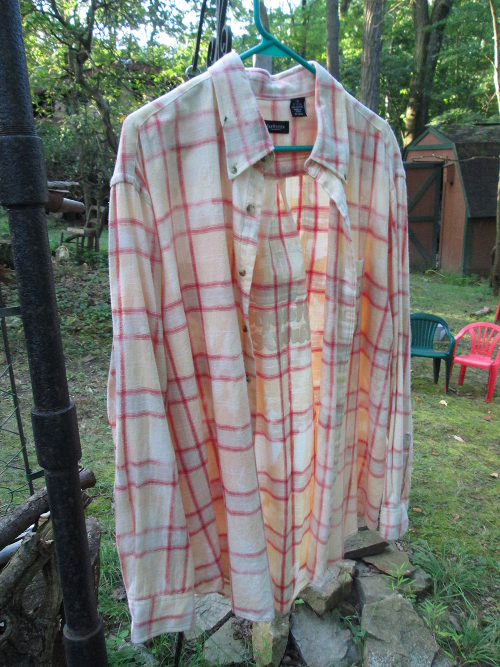 Vintage flannels - bleach dyed with Happy Camper graphic on back - Image 2
