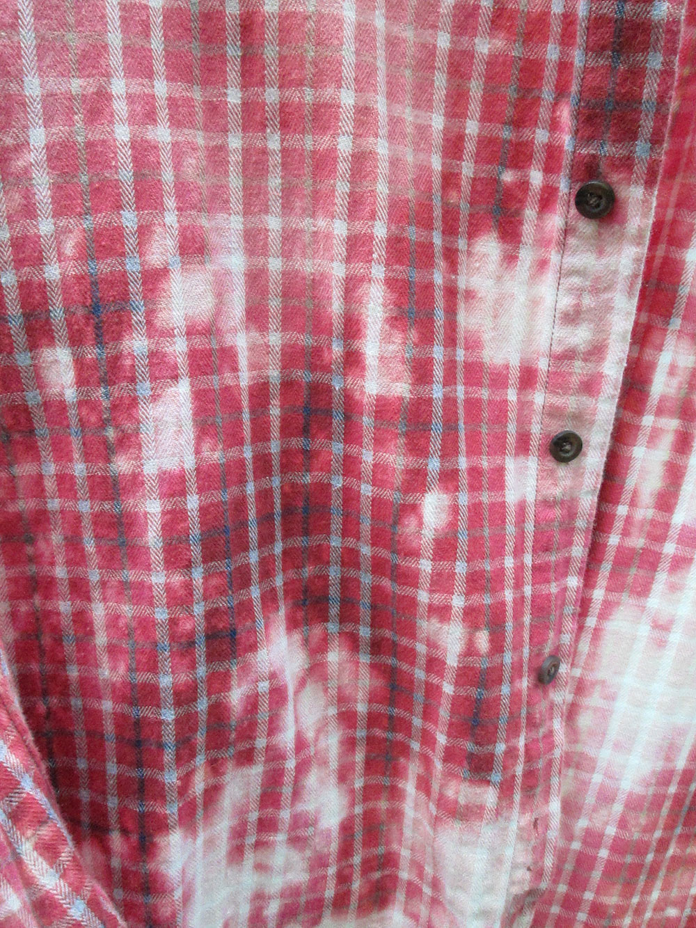 SOLD - Vintage flannel - artwear - bleach dyed reds to pinks #21 - Image 6