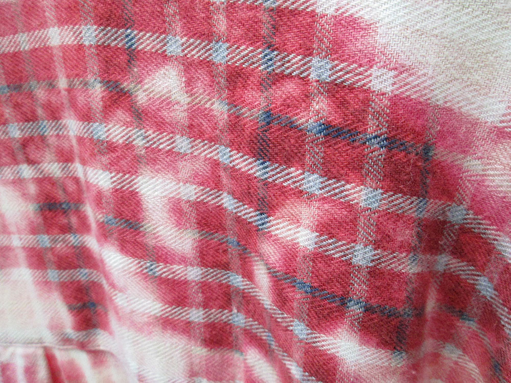 SOLD - Vintage flannel - artwear - bleach dyed reds to pinks #21 - Image 4