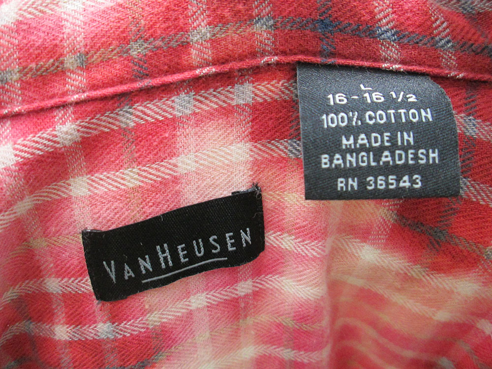 SOLD - Vintage flannel - artwear - bleach dyed reds to pinks #21 - Image 5