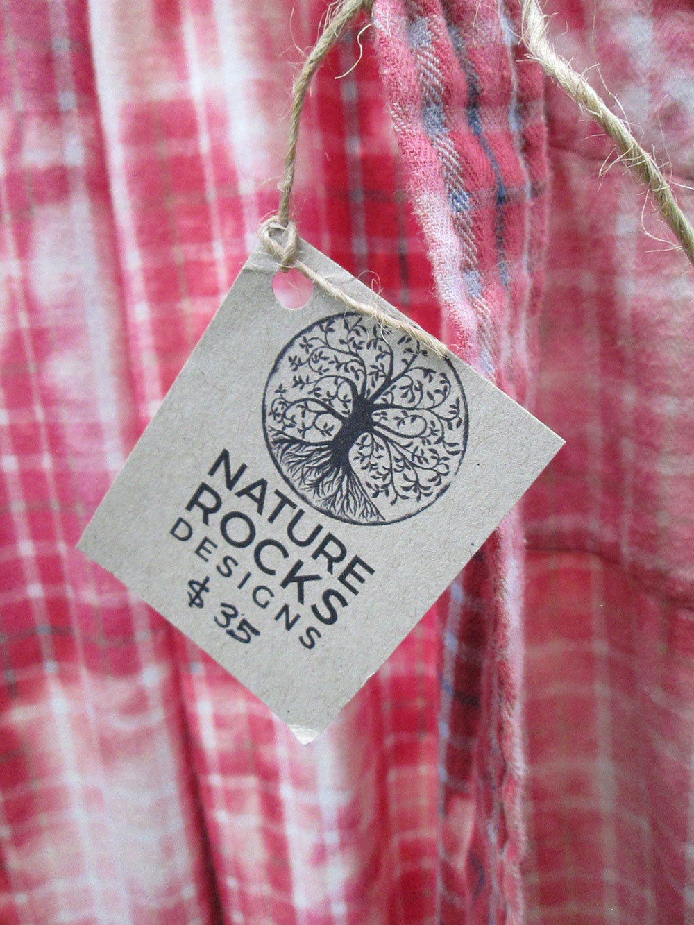 SOLD - Vintage flannel - artwear - bleach dyed reds to pinks #21 - Image 2