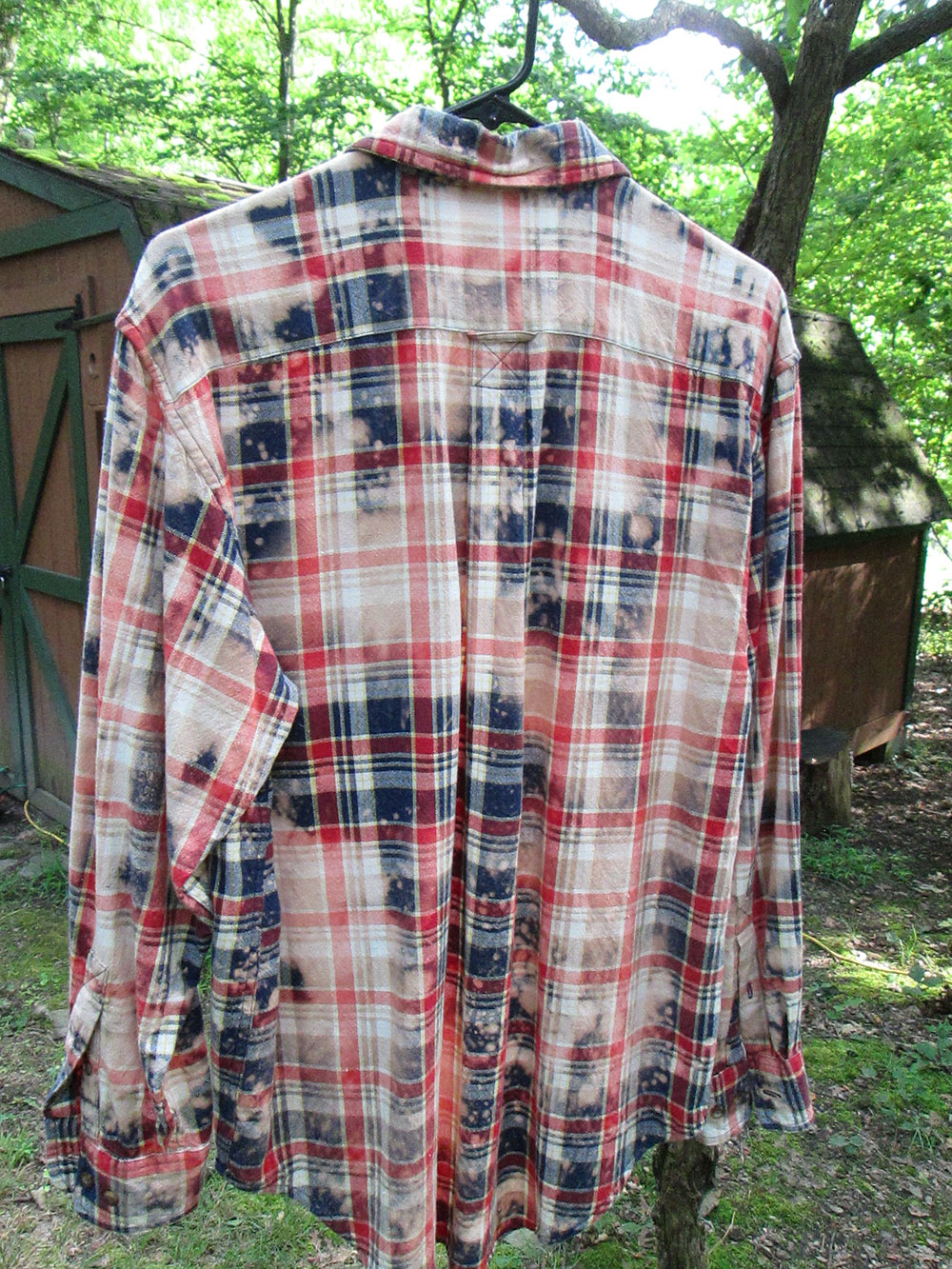 Vintage flannel - artwear - reds blues faded distressed #22 - Image 3