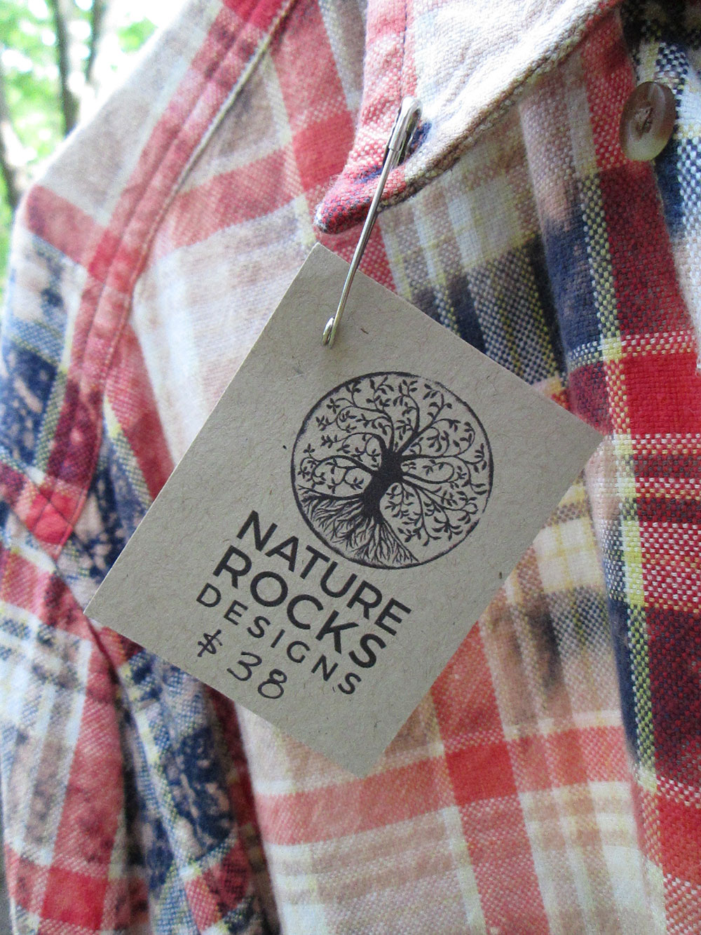 Vintage flannel - artwear - reds blues faded distressed #22 - Image 7