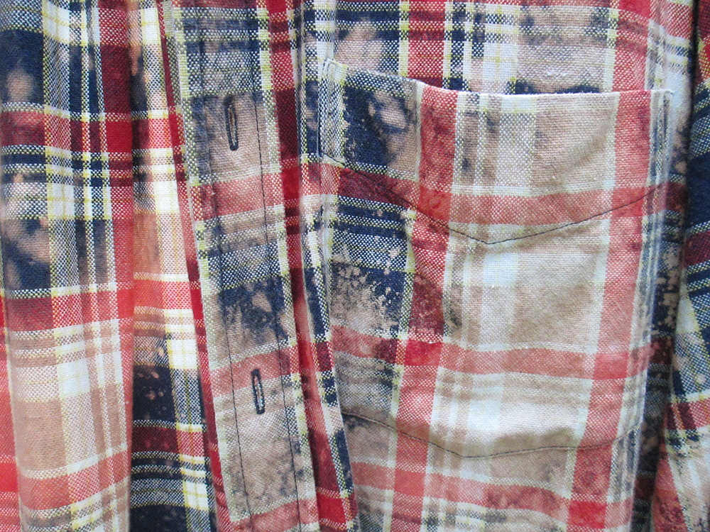 Vintage flannel - artwear - reds blues faded distressed #22 - Image 6