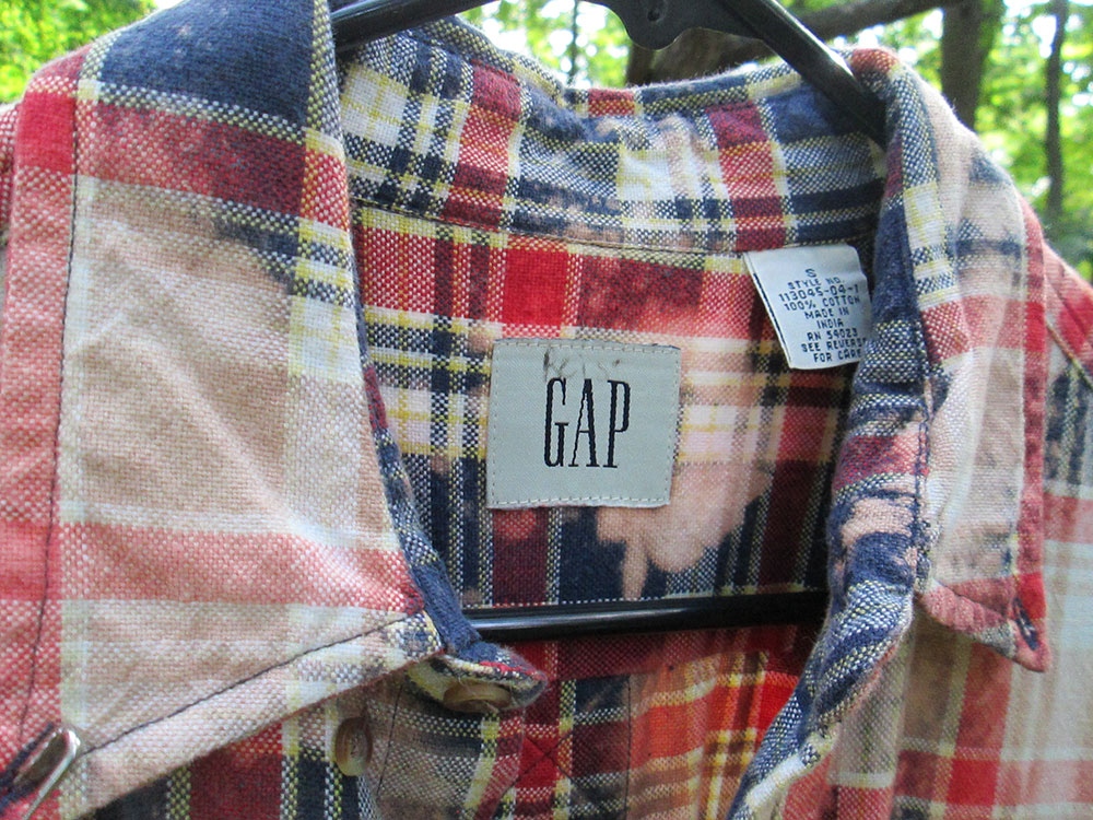 Vintage flannel - artwear - reds blues faded distressed #22 - Image 5
