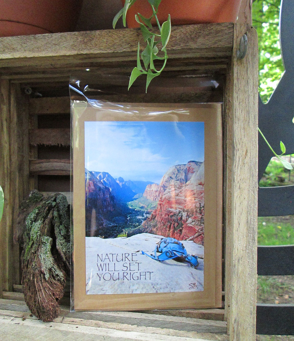Art Note Card single - Zion Angel's Landing - Nature will set you right quote - Hand Crafted - Image 4