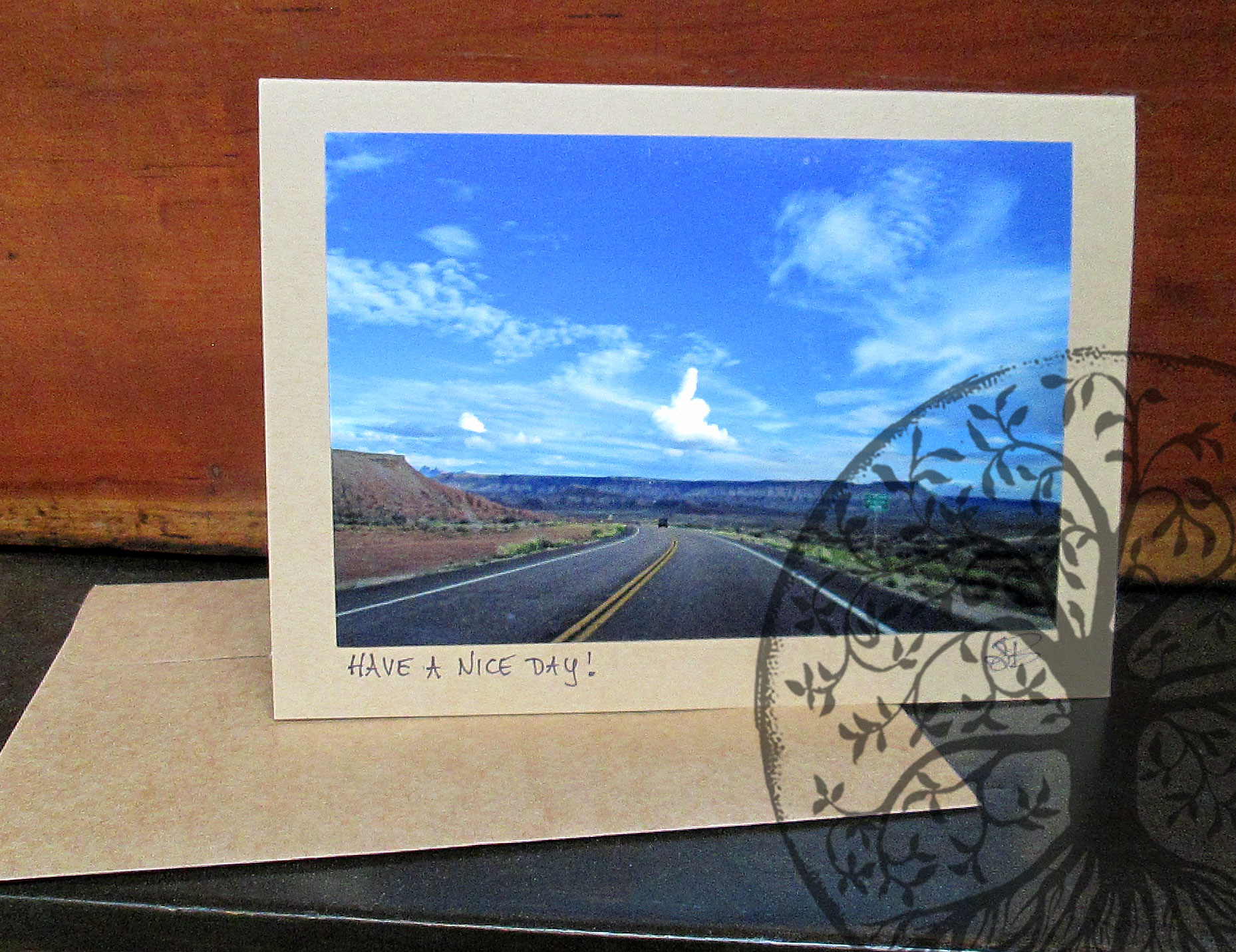Art Note Card single - Cloud formation - Outside of Zion National Park - Hand Crafted blank inside