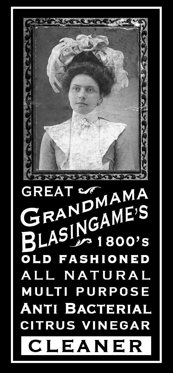 Vinegar Bottle Label- 1800s Great Grandmama Bs