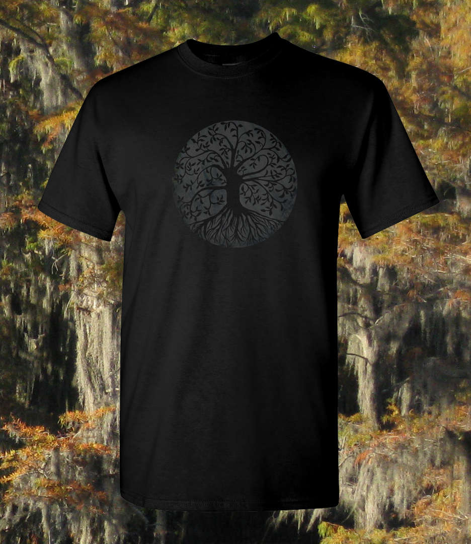 Tree Logo dark faded on black tshirt - Ultra thick 100% cotton - Image 2