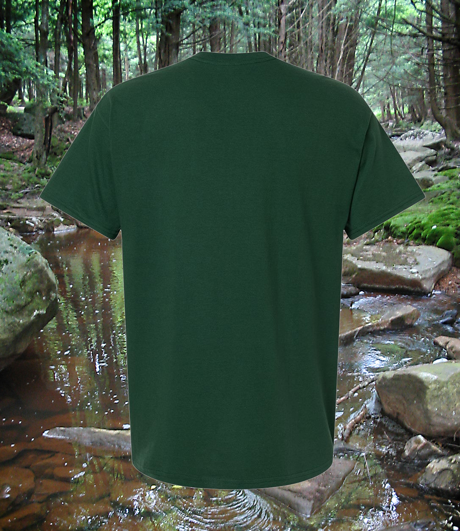Nature Rocks Design Tree logo full color on forest green tshirt - Image 3