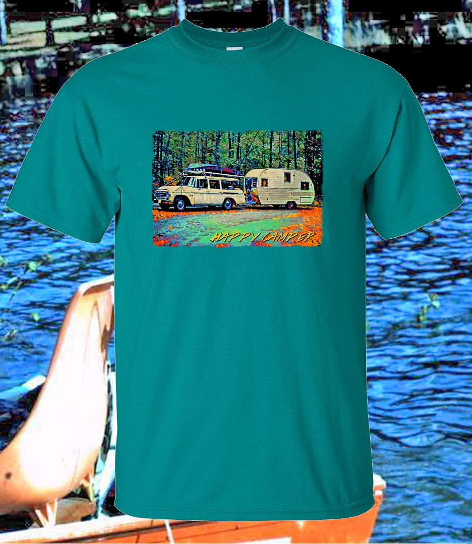 Happy Camper Retro Rig International Travelall and Scotty on jade shirt - Image 2